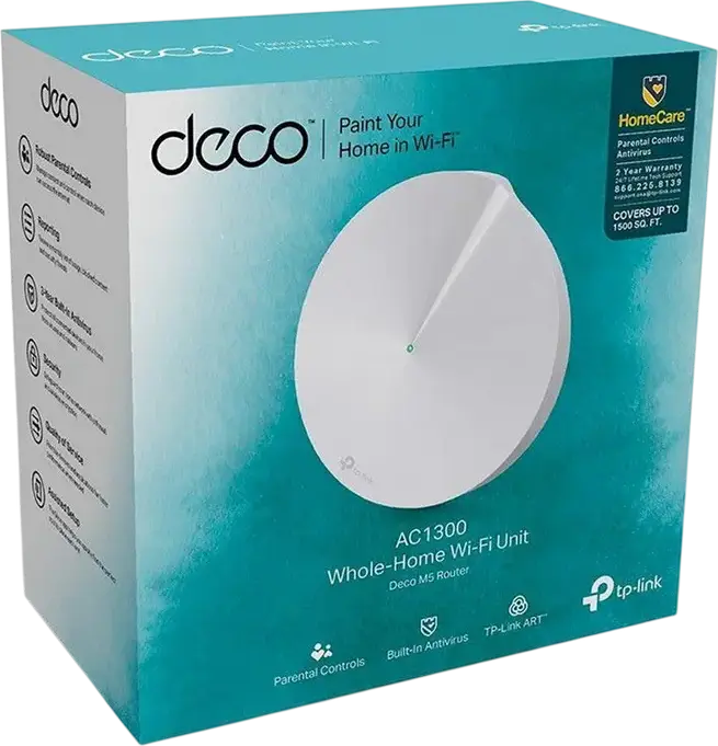 TP-Link Deco M5 Whole-Home Mesh Wi-Fi System AC1300 Dual-Band Gigabit, MU-MIMO, Beamforming, Seamless Roaming, HomeCare, Supports 100 Devices, 185m² Coverage