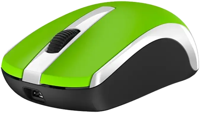 Genius ECO-8100 Wireless Rechargeable Mouse, BlueEye Sensor for Glass and Marble, 800-1600 DPI, 2.4 GHz RF USB-A, Ambidextrous, Green