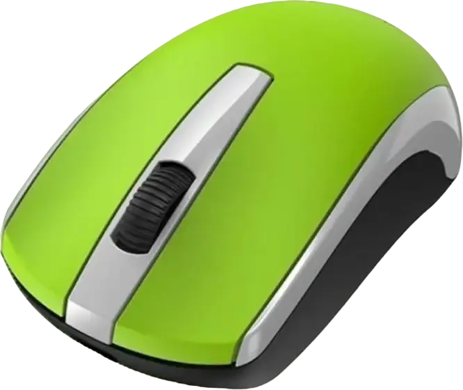 Genius ECO-8100 Wireless Rechargeable Mouse, BlueEye Sensor for Glass and Marble, 800-1600 DPI, 2.4 GHz RF USB-A, Ambidextrous, Green