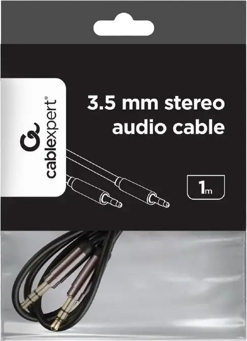 Cablu Audio Stereo Cablexpert CCAP-444-1M, Jack 3.5mm spre 3.5mm Male la Male, Conectori Platinati cu Aur, Semnal Analogic, Negru, 1m