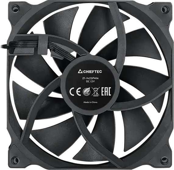 Chieftec ZF-1425PWM 140mm PC Case Fan, PWM 4-Pin, Hydraulic Bearing, 1200 RPM, 56.4 CFM Air Flow, Black
