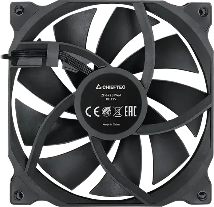 Chieftec ZF-1425PWM 140mm PC Case Fan, PWM 4-Pin, Hydraulic Bearing, 1200 RPM, 56.4 CFM Air Flow, Black