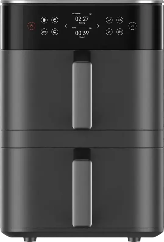 Xiaomi BHR0883EU Smart Double Stack Air Fryer 12L, Dual 6L Baskets, 2800W, Rapid-Air Technology, 14 Auto Programs, Non-stick Coating, Black