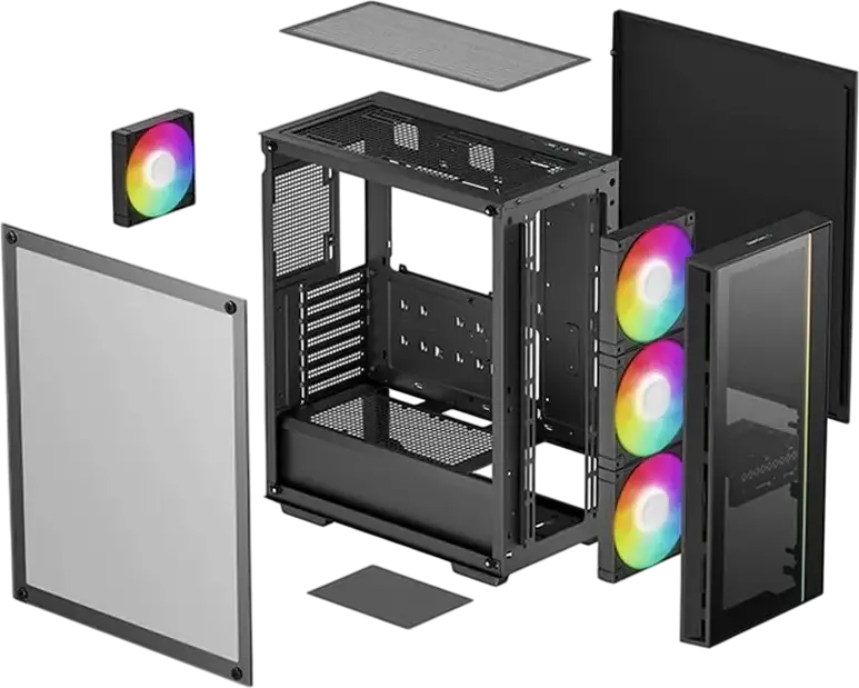 Carcasă Gaming Deepcool MATREXX 55 V4 Midi-Tower, Negru, Sticlă Temperată, 4 Ventilatoare ARGB PWM, Suport ATX/Micro-ATX/Mini-ITX, R-MATREXX55-BKADA4-G-4