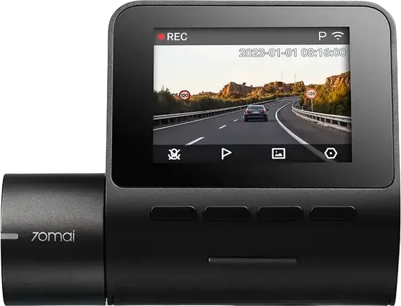 70mai A200 Dash Cam Front DVR 1080P Full HD 60fps, 130° Wide Angle, 2-inch Display, Night Owl Vision, Wi-Fi, App Control, Black