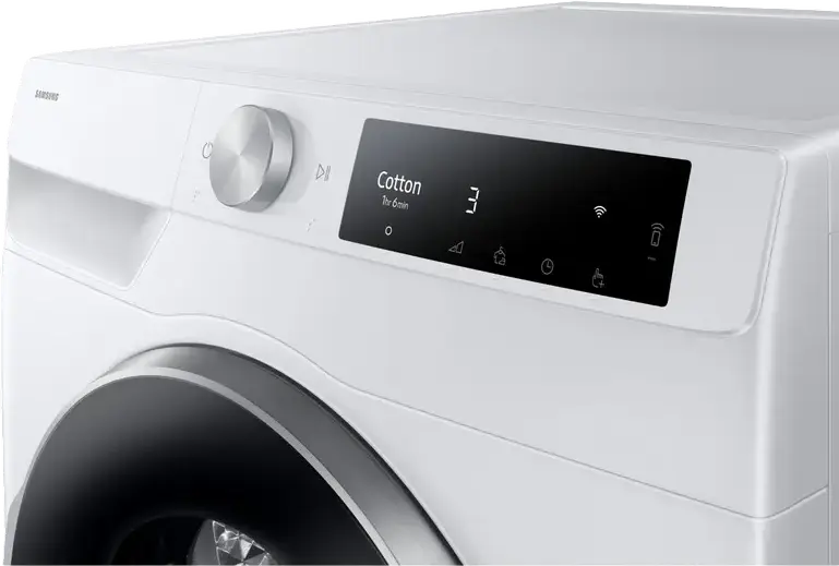 Samsung DV90T6240LE Heat Pump Tumble Dryer, 9 kg Capacity, Energy Class A+++, OptimalDry Sensor, SmartThings, Hygiene Care, White/Black, Freestanding