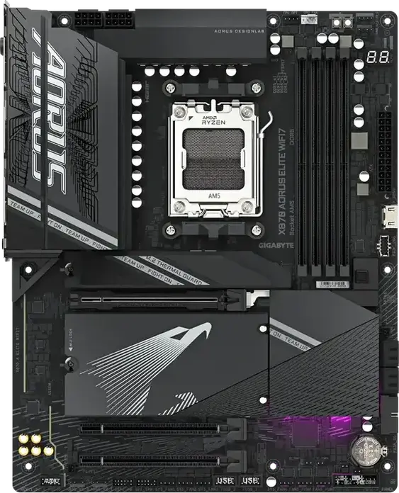 Gigabyte X870 AORUS ELITE WIFI7 ATX Motherboard for AMD Ryzen 7000/8000/9000, AM5 Socket, DDR5 8200MHz, PCIe 5.0, 4x M.2, Wi-Fi 7, Bluetooth 5.4, USB4
