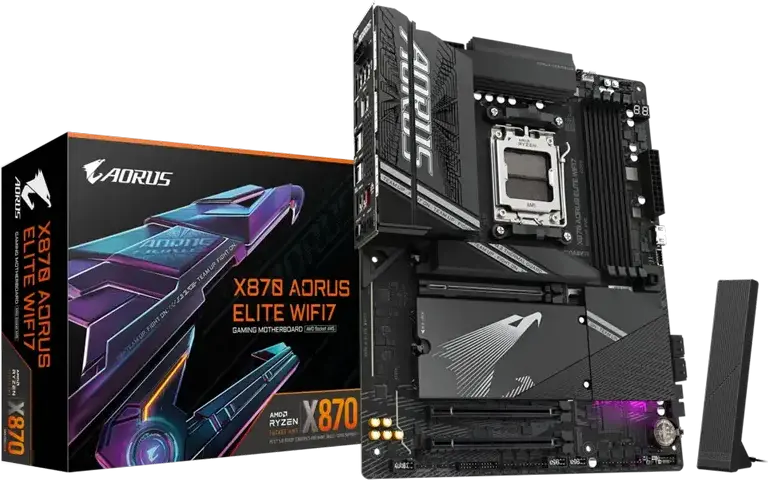 Gigabyte X870 AORUS ELITE WIFI7 ATX Motherboard for AMD Ryzen 7000/8000/9000, AM5 Socket, DDR5 8200MHz, PCIe 5.0, 4x M.2, Wi-Fi 7, Bluetooth 5.4, USB4