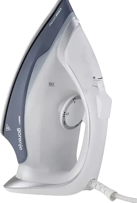 Fier de calcat cu abur Gorenje SIK2600WB, 2600W, Talpa Ceramică, Abur Continuu 46g/min, Rezervor 280ml, Călcate Vertical, Anti-calc, Anti-picurare