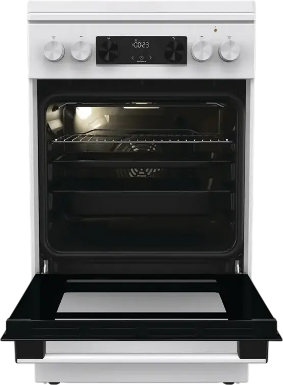 Gorenje GK5C42WJ Mixed Cooker, Gas Hob 4 Zones, Electric Oven 62L, Convection, Grill, Steam Cleaning, LED Display, White, 50cm