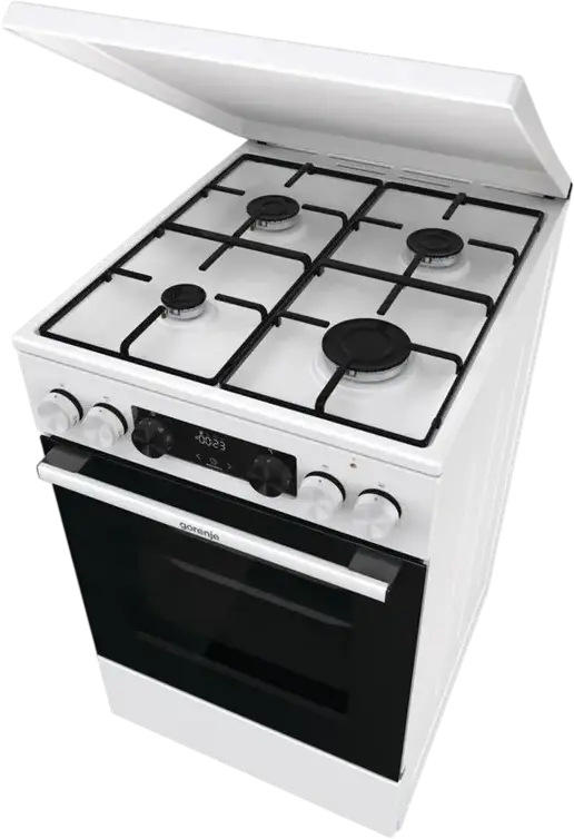 Gorenje GK5C42WJ Mixed Cooker, Gas Hob 4 Zones, Electric Oven 62L, Convection, Grill, Steam Cleaning, LED Display, White, 50cm