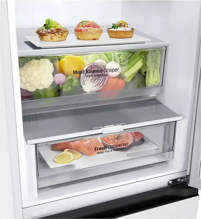LG GBV3100CSW Freestanding Combi Refrigerator, No Frost, Smart Inverter Compressor, 344L Capacity, DoorCooling+, White, 186x59.5x67.5 cm