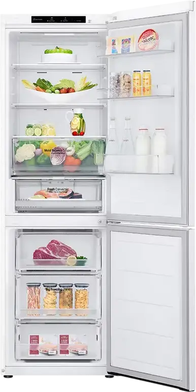 LG GBV3100CSW Freestanding Combi Refrigerator, No Frost, Smart Inverter Compressor, 344L Capacity, DoorCooling+, White, 186x59.5x67.5 cm