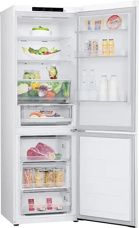 LG GBV3100CSW Freestanding Combi Refrigerator, No Frost, Smart Inverter Compressor, 344L Capacity, DoorCooling+, White, 186x59.5x67.5 cm