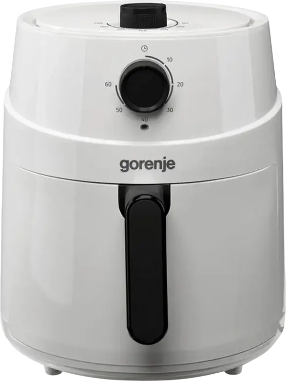 Gorenje AF1300XG Air Fryer, 4.5L Non-stick Bowl, 1300W Power, Rotary Control, Timer & Temperature Adjustment (80-200°C), White/Black, Cool Touch Handle