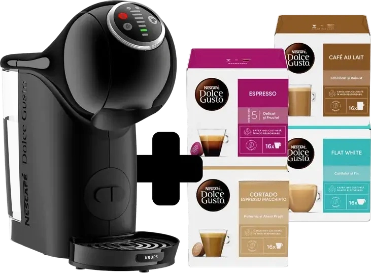 Krups Genio S Plus Automatic Capsule Coffee Machine, 15 bar, 1500W, Espresso Boost, Temperature Control, XL Function, Hot & Cold, Black
