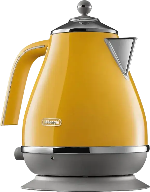 DeLonghi Icona Capitals KBOC 2001 Electric Cordless Kettle, 1.7L Capacity, 2000W Power, Metal Housing with Chrome Trim, 360 Swivel Base, Auto Shut-off