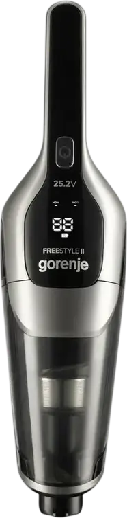 Aspirator Vertical Wireless Gorenje SVC252110FSIIA Freestyle II, 2-in-1, Baterie Li-Ion, Autonomie 60 min, Perie Turbo, Iluminare LED, Gri