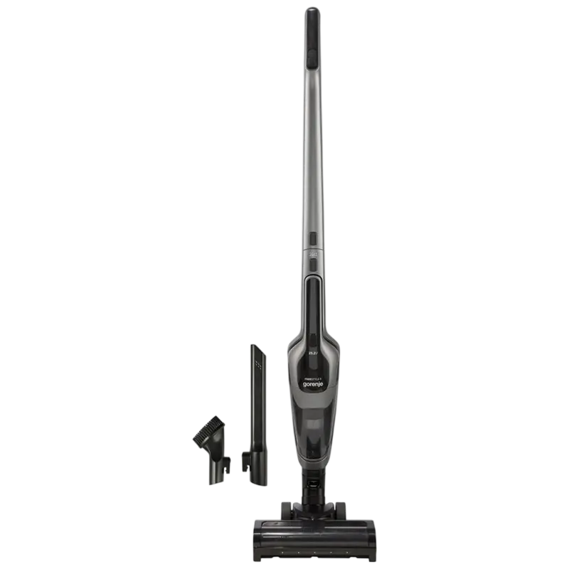Aspirator Vertical Wireless Gorenje SVC252110FSIIA Freestyle II, 2-in-1, Baterie Li-Ion, Autonomie 60 min, Perie Turbo, Iluminare LED, Gri