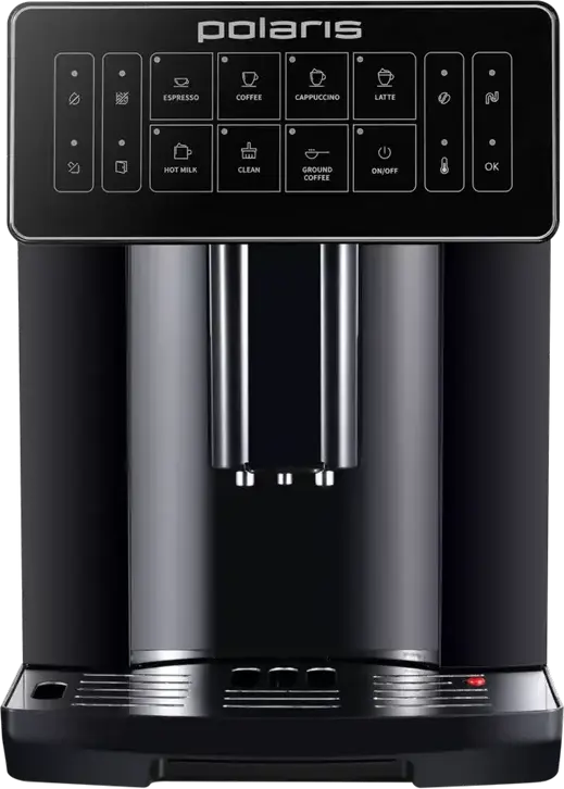 aparat de cafea automat Polaris PACM 2052AC, 1450W, 20 Bar, Otel Inoxidabil, Rezervor 1.6L, 12 Nivele Macinare, Spumator Lapte Automat, Negru