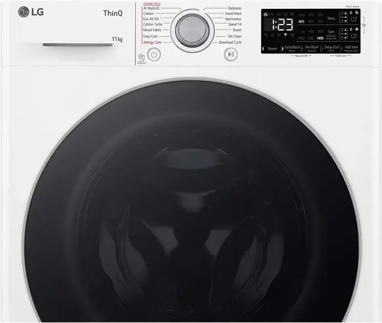 LG F4WR311S1WA Front-Load Washing Machine, 11kg, Energy Class A, 1400 rpm, Inverter Direct Drive, AI DD, ezDispense, Steam, ThinQ Wi-Fi, White