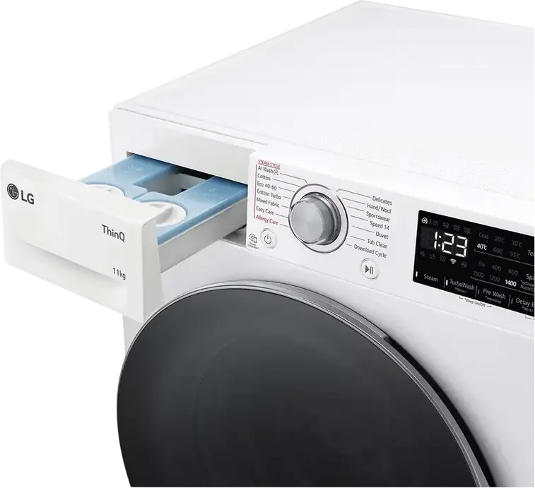 LG F4WR311S1WA Front-Load Washing Machine, 11kg, Energy Class A, 1400 rpm, Inverter Direct Drive, AI DD, ezDispense, Steam, ThinQ Wi-Fi, White
