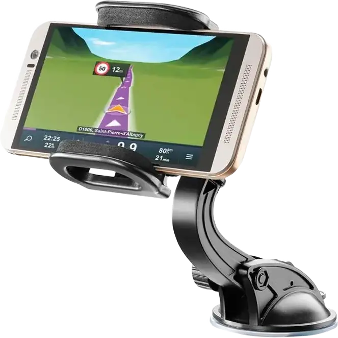 Suport Auto Universal Cellularline Hug Flexi BIGCRABDUALFIX pentru Smartphone, Ventuza Super-Aderenta pentru Bord si Parbriz, Rotire 360 Grade, Negru