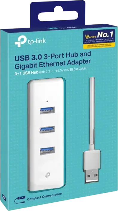 Сетевой адаптер и USB-хаб TP-Link UE330 2-в-1, Gigabit Ethernet 1000Мбит/с, 3 порта USB 3.0 до 5Гбит/с, Plug and Play для Windows, Mac OS, Linux, Chrome OS