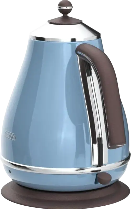 Электрический чайник DeLonghi Icona Vintage KBOV 2001, цвет светло-голубой, объем 1.7 л, мощность 2000 Вт, нержавеющая сталь AISI 304, поворотное основание 360°, автоотключение