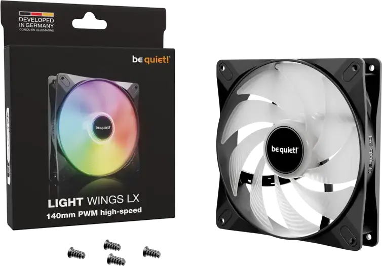 Ventilator be quiet! Light Wings LX 140mm PWM ARGB LED, Negru, 1200 RPM, Lagăr Rifle, Conector 4-pin PWM, Compatibilitate Daisy-chain, BL126
