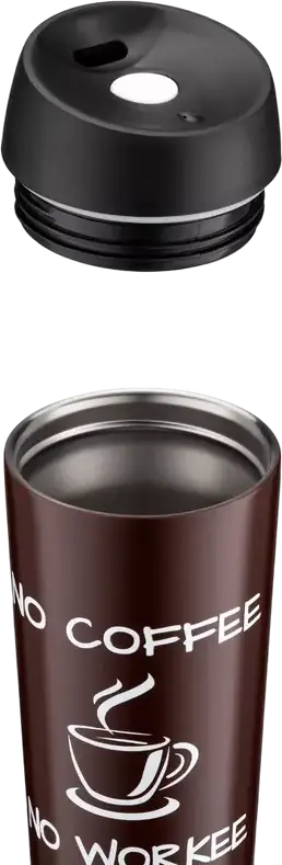Cană Termică de Călătorie Ardesto AR2645CB Coffee Time, 450ml Oțel Inoxidabil, Închidere cu Buton, Maro, Fără BPA, Păstrare Căldură 8h/Răceală 16h