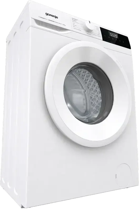 Стиральная машина Gorenje WNHPI72SCSIR/UA с фронтальной загрузкой, 7 кг, 1200 об/мин, инверторный двигатель PowerDrive, обработка паром, 15 программ, белая