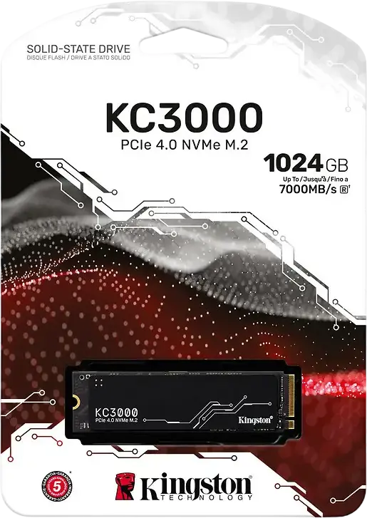Kingston KC3000 1000GB M.2 2280 PCIe 4.0 x4 NVMe SSD, 3D TLC NAND, Phison E18, Read up to 7000MB/s, Write up to 6000MB/s, Graphene Aluminum Heat Spreader