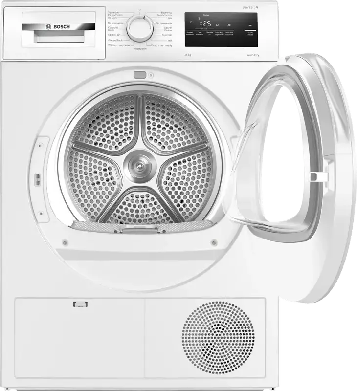 Bosch Serie 4 WTH86200PL Heat Pump Tumble Dryer, 8kg Capacity, Energy Class E, AutoDry Sensor, 15 Programs, White, 84.2 x 59.8 x 61.3 cm