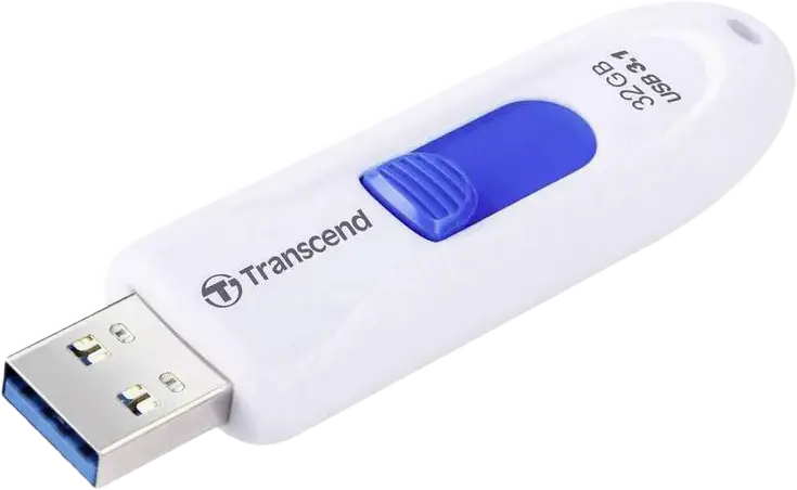 Transcend JetFlash 790 32 GB USB 3.1 Gen 1 Flash Drive, USB Type-A Capless Retractable Slider Design, High-Speed Portable Storage for Windows, macOS, Linux