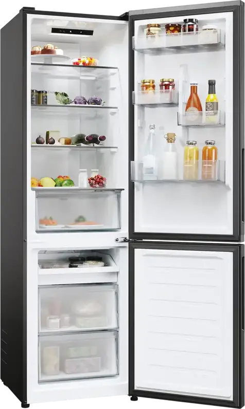 Frigider Combinat Candy CNCQ2T518EB City Fresco 300, No Frost, Capacitate Totala 279L, Control Electronic, Aplicatie hOn, Negru, 54.5x182.5 cm