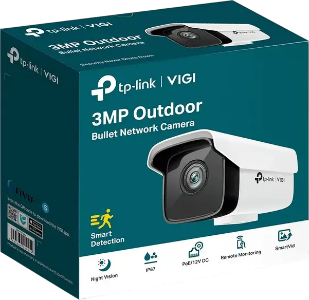 Camera de supraveghere exterior TP-Link VIGI C300HP, Bullet Network, Rezolutie 3MP, Obiectiv 4mm, IP67, PoE, Noapte Smart IR 30m, WDR, H.265+