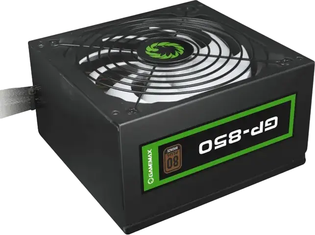 Sursă Alimentare GameMax GP-850 850W ATX 80 PLUS Bronze Certified Non-Modular cu PFC Activ și Ventilator Silențios 140mm, Negru
