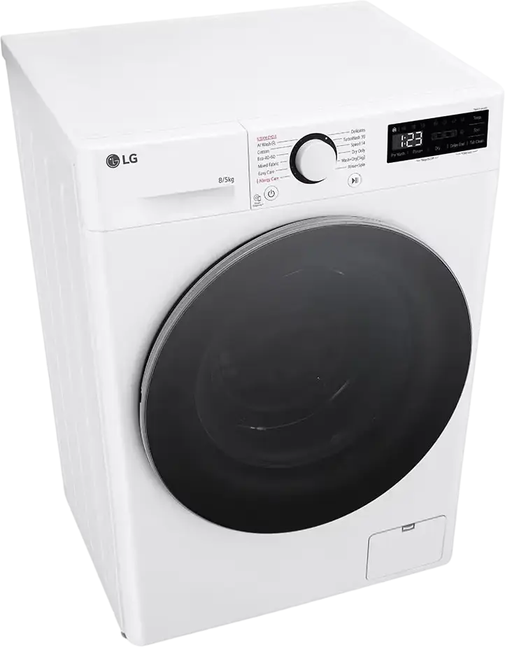 Стирально-сушильная машина LG F2DR509S1W с фронтальной загрузкой, 9кг стирка / 5кг сушка, AI Wash, TurboWash, очистка паром, 1200 об/мин, белая