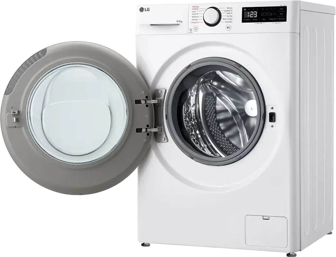Стирально-сушильная машина LG F2DR509S1W с фронтальной загрузкой, 9кг стирка / 5кг сушка, AI Wash, TurboWash, очистка паром, 1200 об/мин, белая