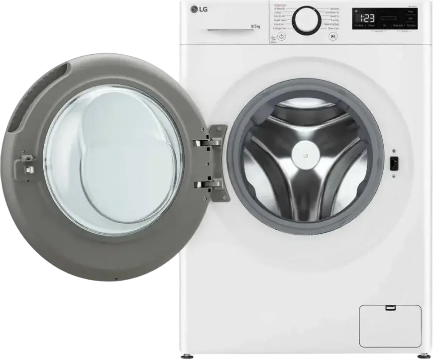 Стирально-сушильная машина LG F2DR509S1W с фронтальной загрузкой, 9кг стирка / 5кг сушка, AI Wash, TurboWash, очистка паром, 1200 об/мин, белая