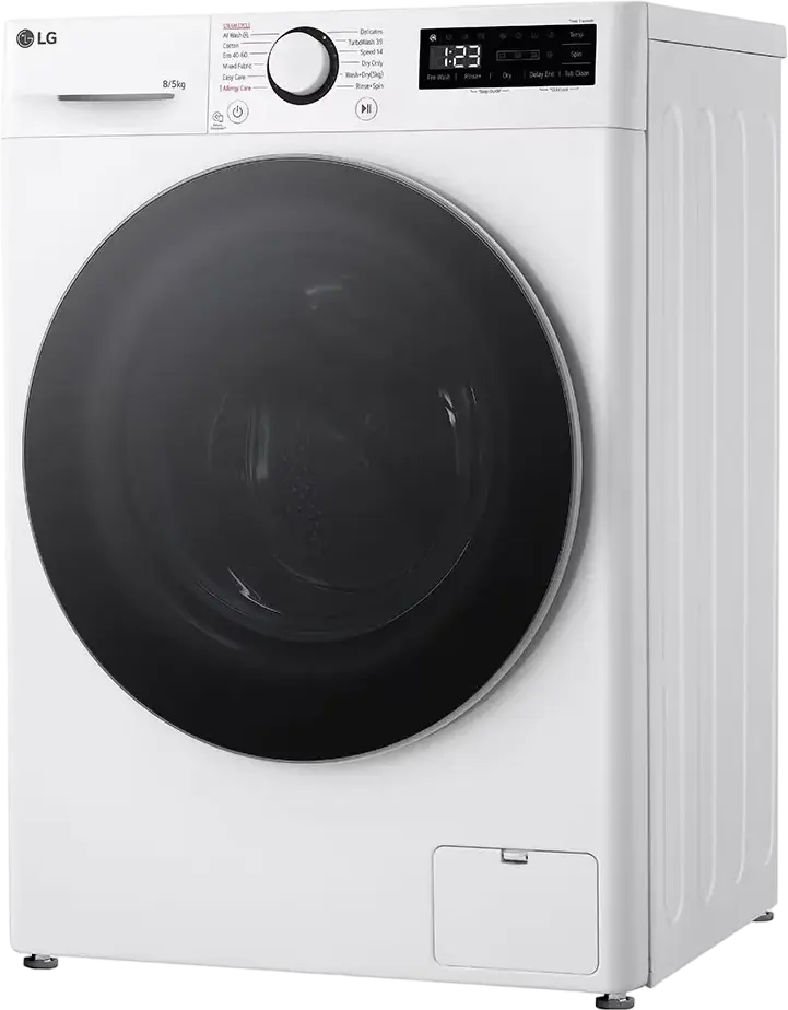 Стирально-сушильная машина LG F2DR509S1W с фронтальной загрузкой, 9кг стирка / 5кг сушка, AI Wash, TurboWash, очистка паром, 1200 об/мин, белая