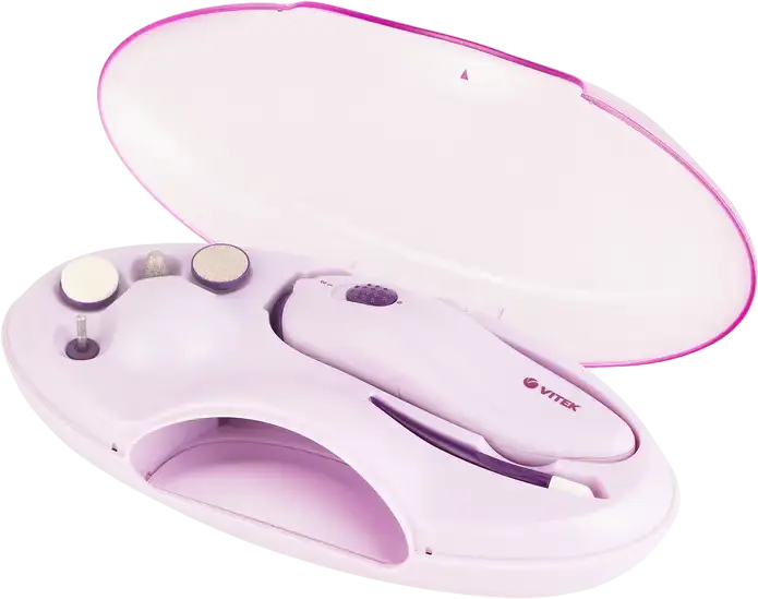 VITEK VT-8254 Manicure Set, 10000 RPM Max Speed, 2 Speed Settings, Bi-directional Rotation, Built-in Illumination, Li-ion Battery, 4 Attachments with Travel Case