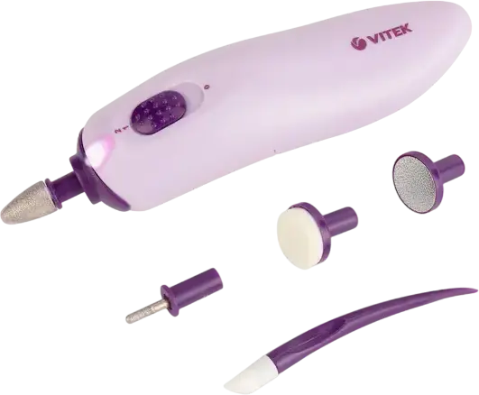 VITEK VT-8254 Manicure Set, 10000 RPM Max Speed, 2 Speed Settings, Bi-directional Rotation, Built-in Illumination, Li-ion Battery, 4 Attachments with Travel Case