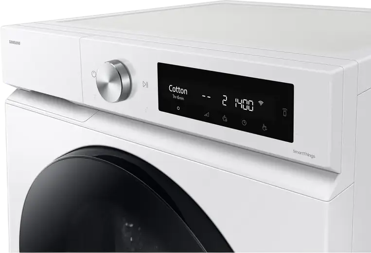 Samsung WD11DB7B85GWUA Washer-Dryer Combo, 11kg Wash/6kg Dry, Digital Inverter, Steam Cleaning, 1400rpm, LED Display, White/Black, Freestanding