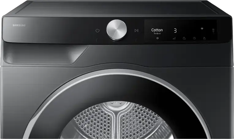 Samsung DV90T6240LB Heat Pump Tumble Dryer, 9kg, A+++ Energy Class, AI Control, SmartThings Wi-Fi, Digital Inverter, Black, Front-load Freestanding