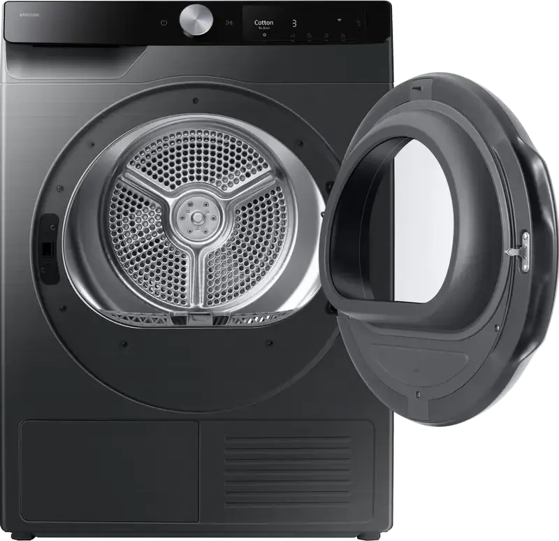 Samsung DV90T6240LB Heat Pump Tumble Dryer, 9kg, A+++ Energy Class, AI Control, SmartThings Wi-Fi, Digital Inverter, Black, Front-load Freestanding