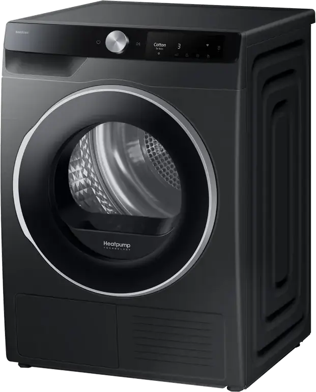 Samsung DV90T6240LB Heat Pump Tumble Dryer, 9kg, A+++ Energy Class, AI Control, SmartThings Wi-Fi, Digital Inverter, Black, Front-load Freestanding