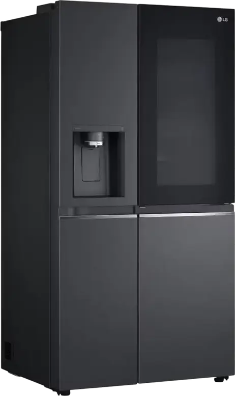 Frigider LG GSXV90MCDE Side-by-Side, Negru Mat, Volum Net 635L, InstaView Door-in-Door, CraftIce, UVnano, ThinQ, Inverter Linear Compressor