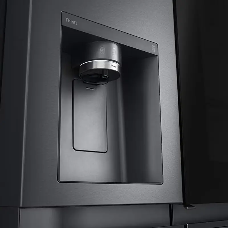 Frigider LG GSXV90MCDE Side-by-Side, Negru Mat, Volum Net 635L, InstaView Door-in-Door, CraftIce, UVnano, ThinQ, Inverter Linear Compressor
